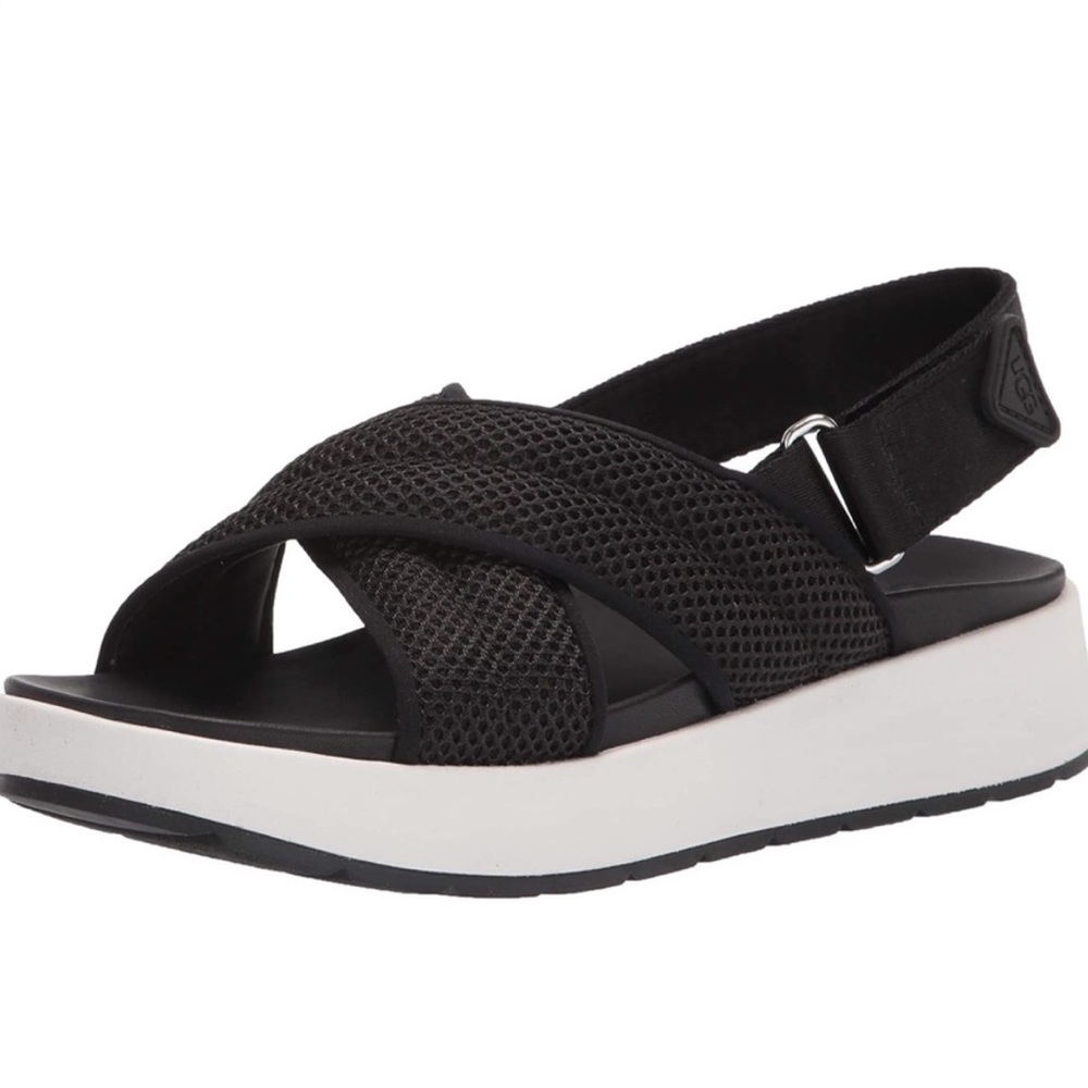 UGG NWT WOMEN’S NELLA BLACK AND WHITE MESH COMFORT SANDALS 9.5
